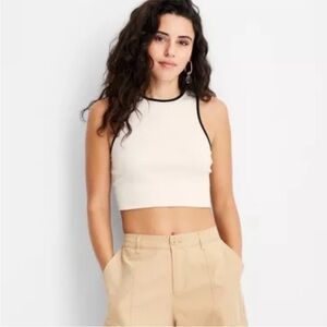 Future Collective - Contrast Trim Ribbed Crop Tank Top